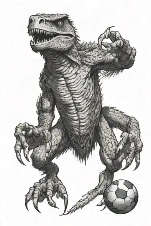 A detailed portrait of a fierce raptor in mid-flight, clutching a football in its talons tattoo design idea