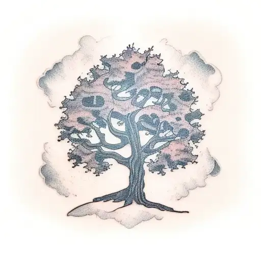 Oak tree  tattoo design idea