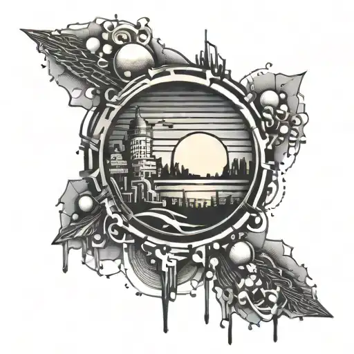 graffiti and ghetto sunset hip hop tattoo design idea