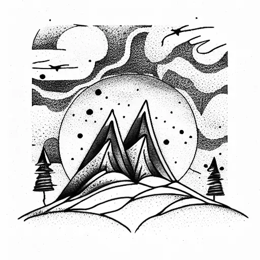 Mountain Scene tattoo design idea