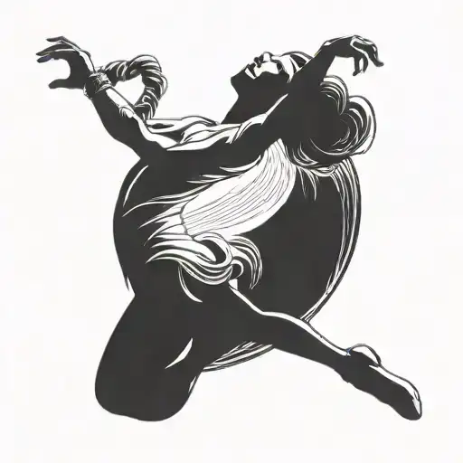 Incorporate the number 38 into a tattoo of a dancer in a graceful pose tattoo design idea