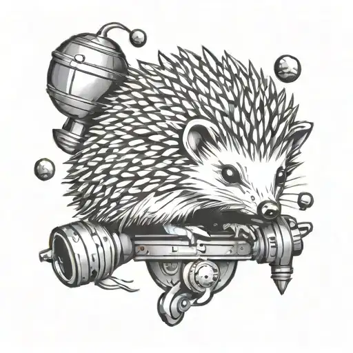 hedgehog with a grenade tattoo design idea