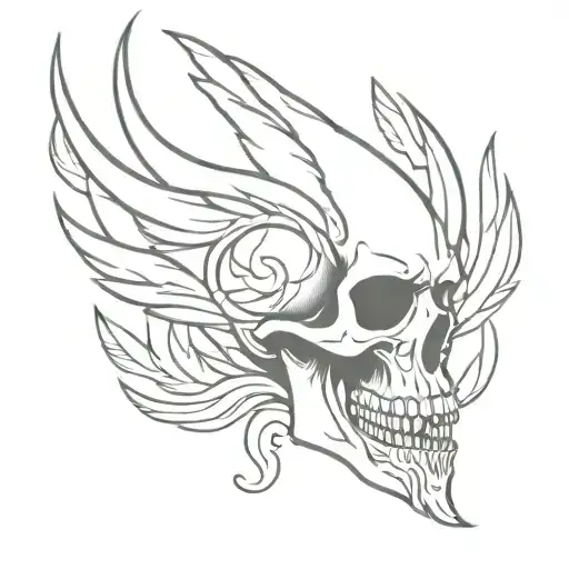 Phoenix skull adorned tattoo design idea