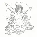 ophanim angel evcil and dark side tattoo design idea