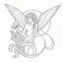 ophanim angel evcil and dark side tattoo design idea