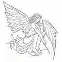 ophanim angel evcil and dark side tattoo design idea