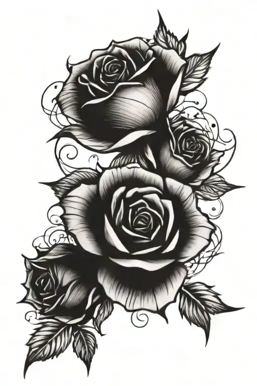 rose with thorns and petals falling tattoo design idea