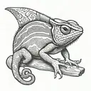 chameleon wearing a bandana tattoo design idea