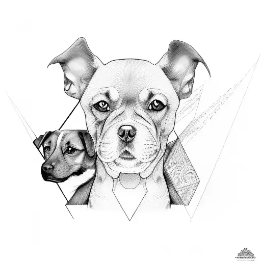 a memorial for two dogs tattoo design idea