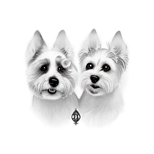 a memorial for two dogs tattoo design idea