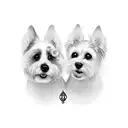 a memorial for two dogs tattoo design idea