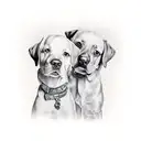 a memorial for two dogs tattoo design idea