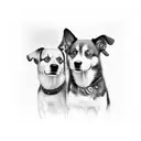 a memorial for two dogs tattoo design idea