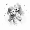 happy with children tattoo design idea