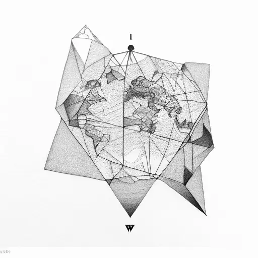 A map of the world created using geometric shapes tattoo design idea