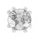 A map of the world created using geometric shapes tattoo design idea
