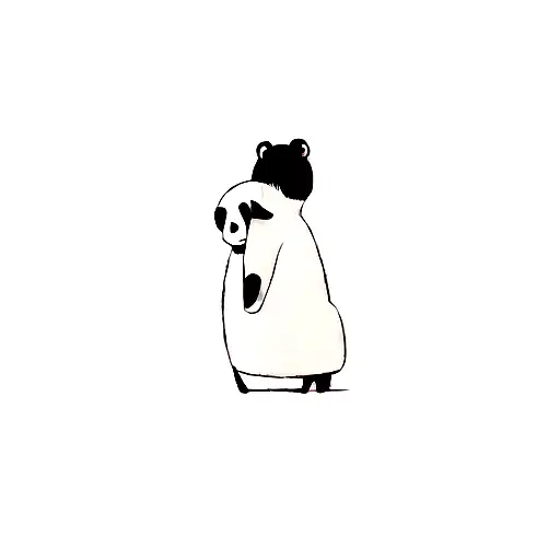 a woman hugging a panda bear tattoo design idea