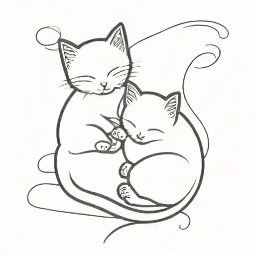 two kittens sleeping on a blanket tattoo design idea