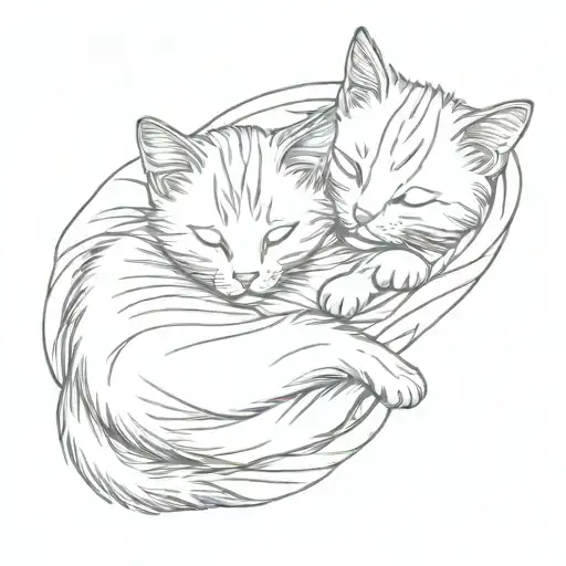 two kittens sleeping on a blanket tattoo design idea
