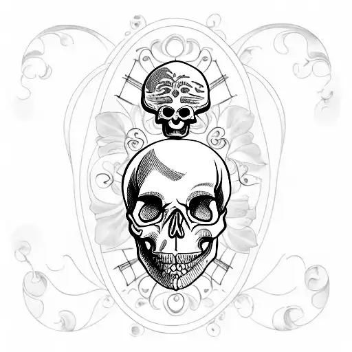 Skull, hourglass, tulip and  "memento mori" written tattoo design idea