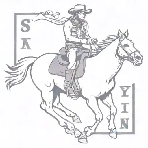 Skeleton Cowboy riding a horse, with the words 'Stay in the Fight" tattoo design idea