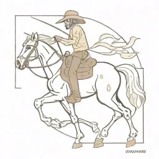 Skeleton Cowboy riding a horse, with the words 'Stay in the Fight" tattoo design idea