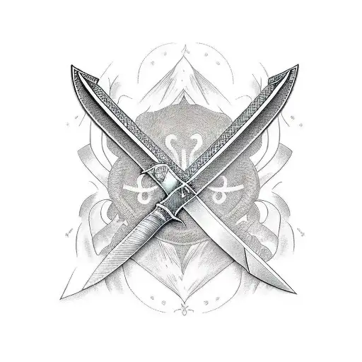 sword with ahield and vegetation tattoo design idea