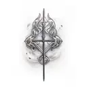 sword with ahield and vegetation tattoo design idea