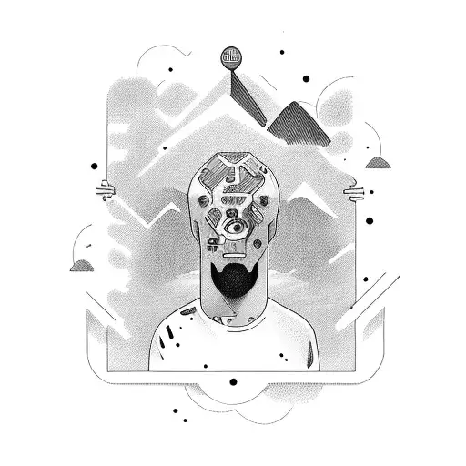 overthinking guy fights with all the problems trying to find a path tattoo design idea