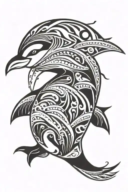 swimming penguin tattoo design idea