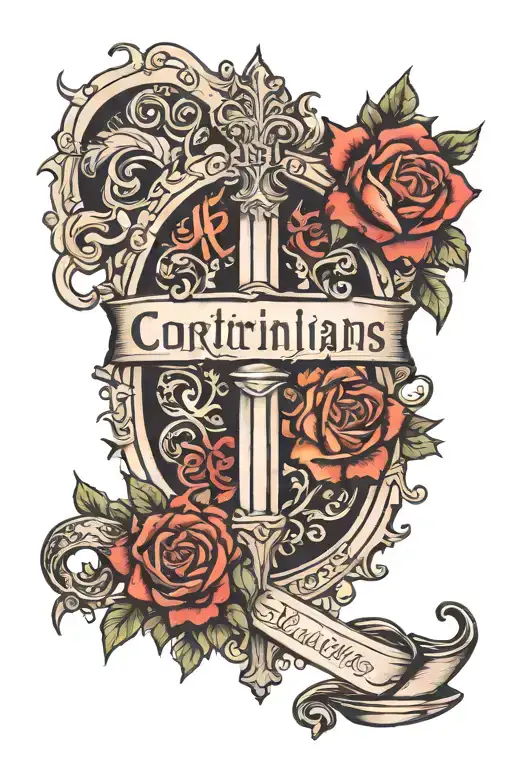 bible verse corinthians 12 9 tattoo design idea