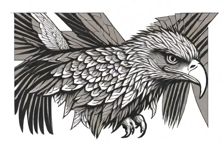 philippine eagle with a scar on his eye surrounded tattoo design idea