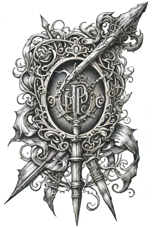 harry potter wand with devils snare tattoo design idea