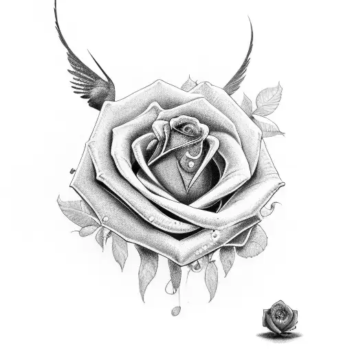 two pistols with a purple rose a crow and a dark tower tattoo design idea