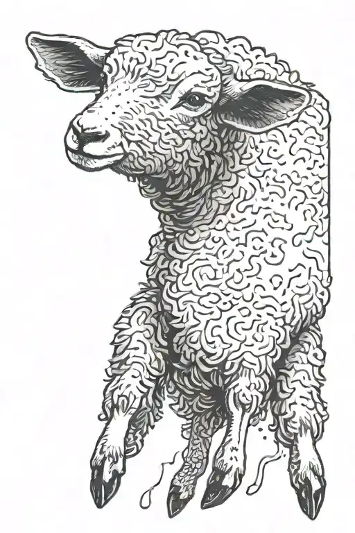 black lamb falling upside down tattoo design idea