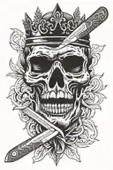 machete knife inside two crown surrounded tattoo design idea