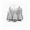 A blackwork tattoo featuring a school of samba drummers amidst a forest of enchanting trees tattoo design idea