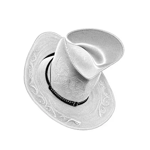 A dotwork tattoo of a cowboy hat and boots, paying homage to the client's love for sertanejo music and their passion for the country lifestyle. tattoo design idea