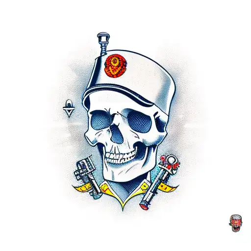 skull with cigar pipe tattoo design idea