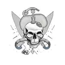 skull with cigar pipe tattoo design idea