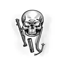skull with cigar pipe tattoo design idea