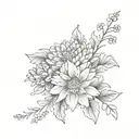 small, dainty, inner wrist tattoo of a small Bouquet of Chrysanthemums (november birth flower) cute, timeless, feminine tattoo design idea