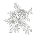small, dainty, inner wrist tattoo of a small Bouquet of Chrysanthemums (november birth flower) cute, timeless, feminine tattoo design idea