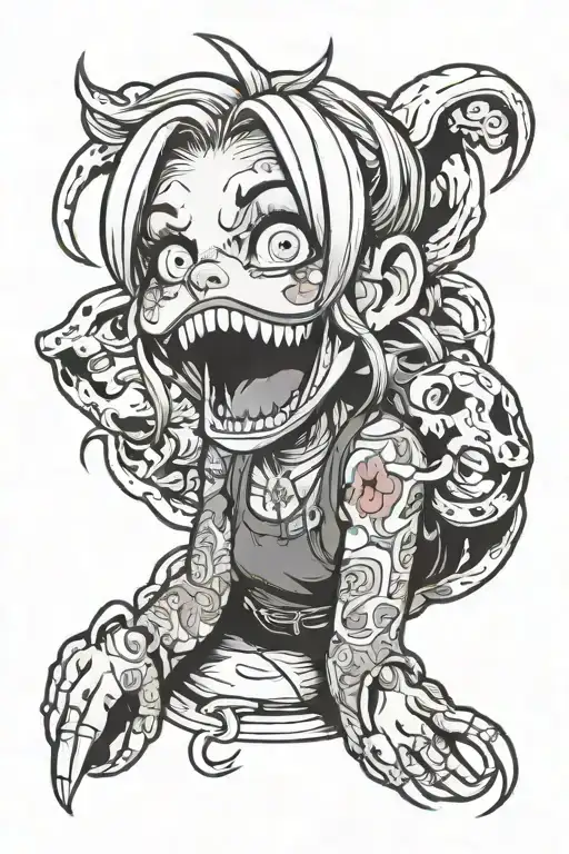 LUCY FROM EDGERUNNERS AHEGAO tattoo design idea