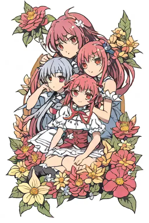 Rias Gremory And Akeno Himejima WITH DAISIES tattoo design idea