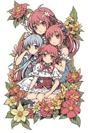 Rias Gremory And Akeno Himejima WITH DAISIES tattoo design idea