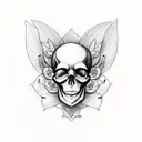 skull flower butterfly tattoo design idea