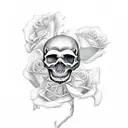 skull flower butterfly tattoo design idea