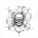 skull flower butterfly tattoo design idea