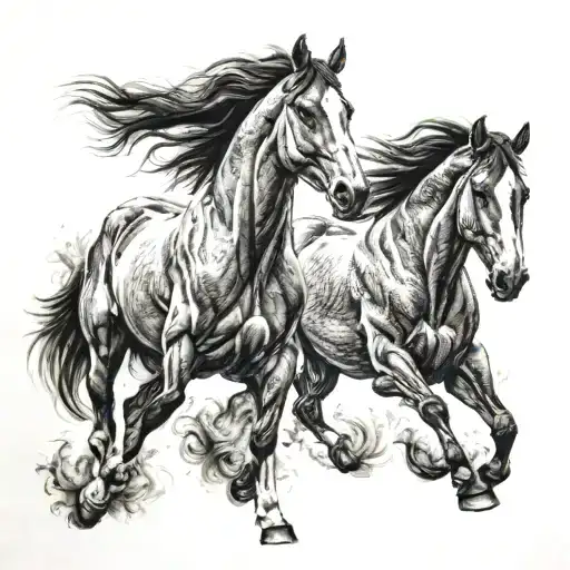 running horses tattoo design idea